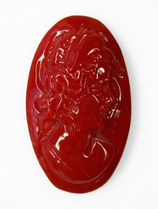red coral cameo elongOV 6.24cts 18.7x11.1mm Torre10